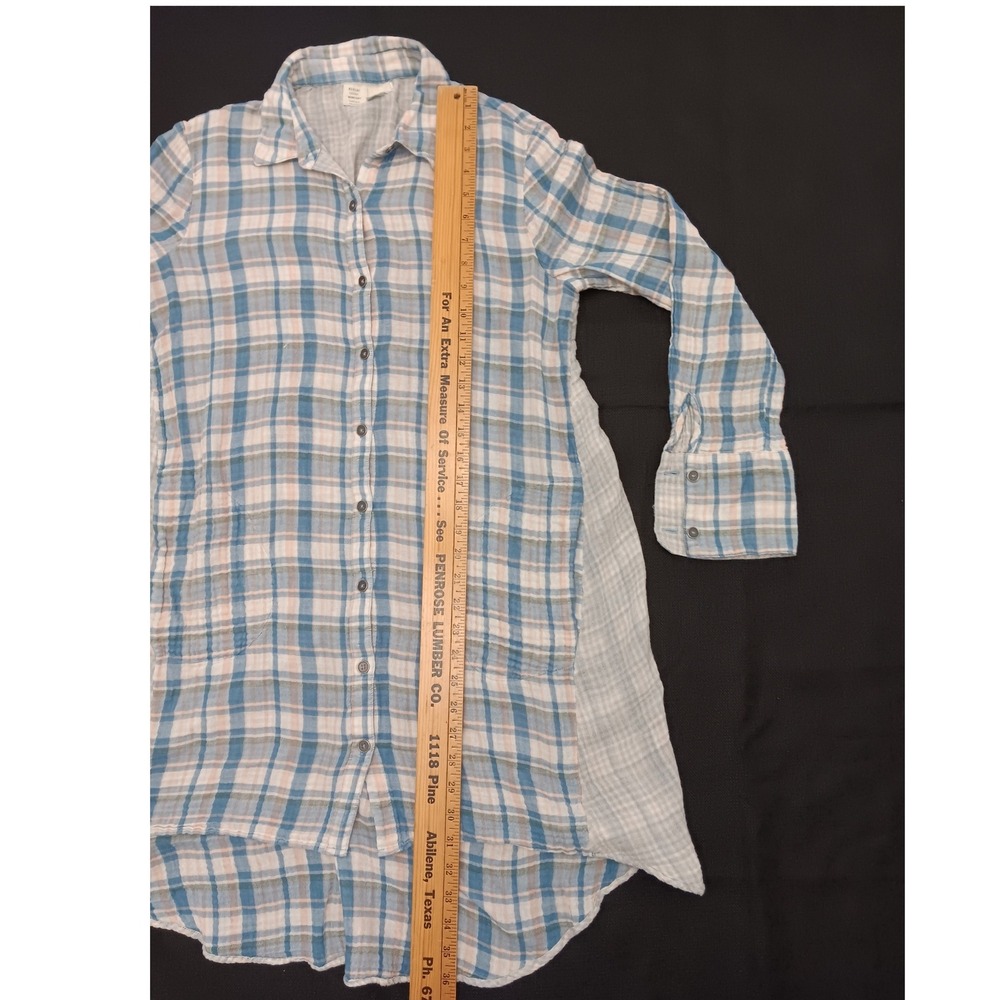 Saturday Sunday Anthropologie Mixed Media Tunic Shirt Dress Blue Pink Medium - Picture 5 of 12